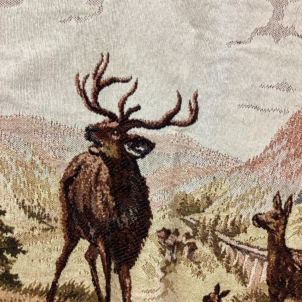 Vintage French Deer Eagle Mountains Tapestry
